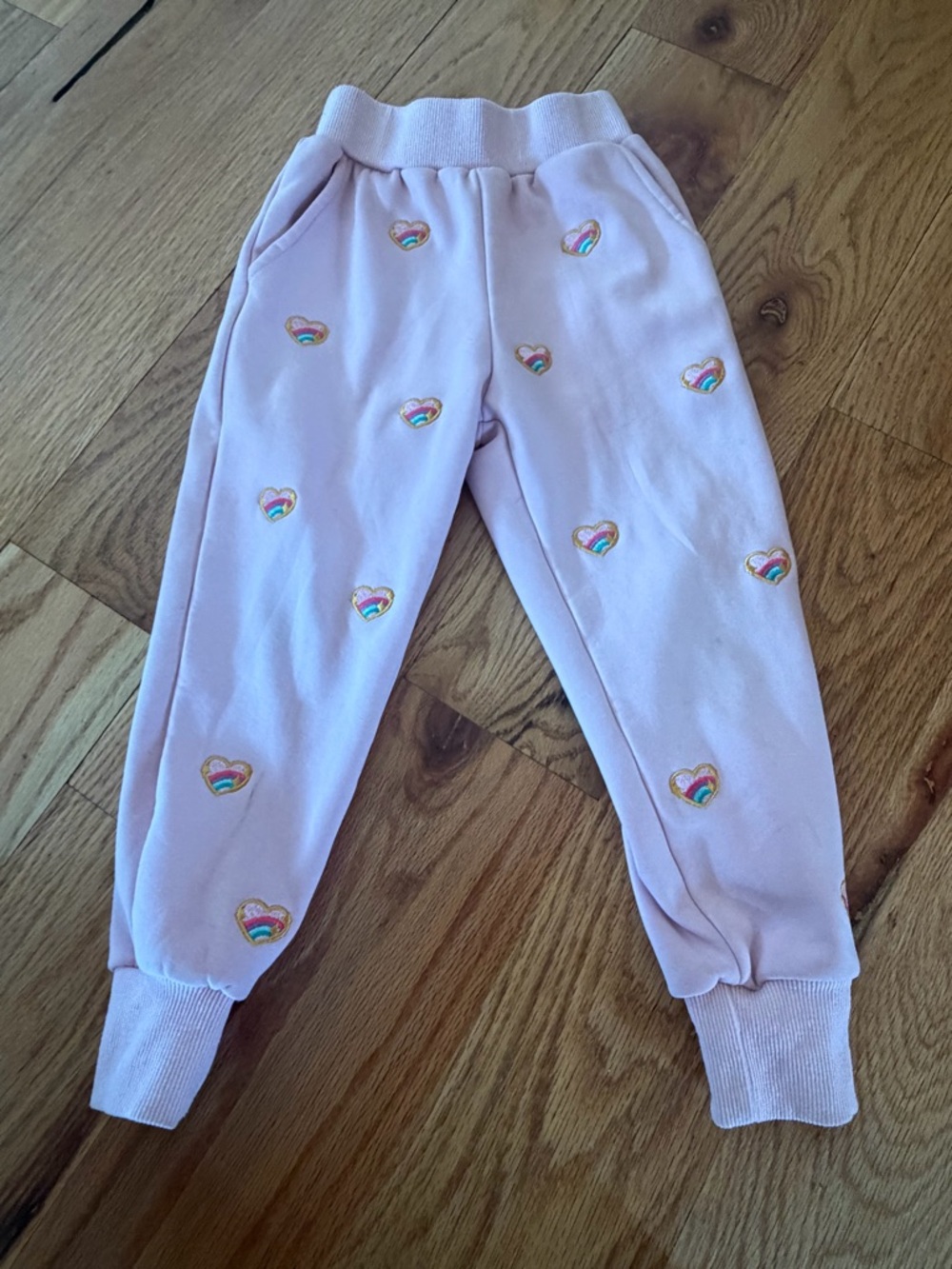 Kids Pink Heart-Print Jogger Pants